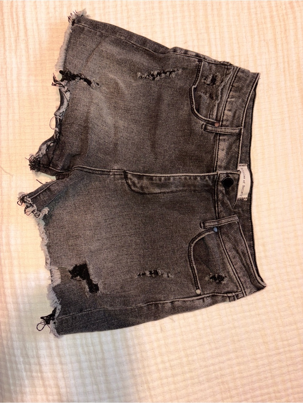 Society Black Distressed Denim Jean Shorts